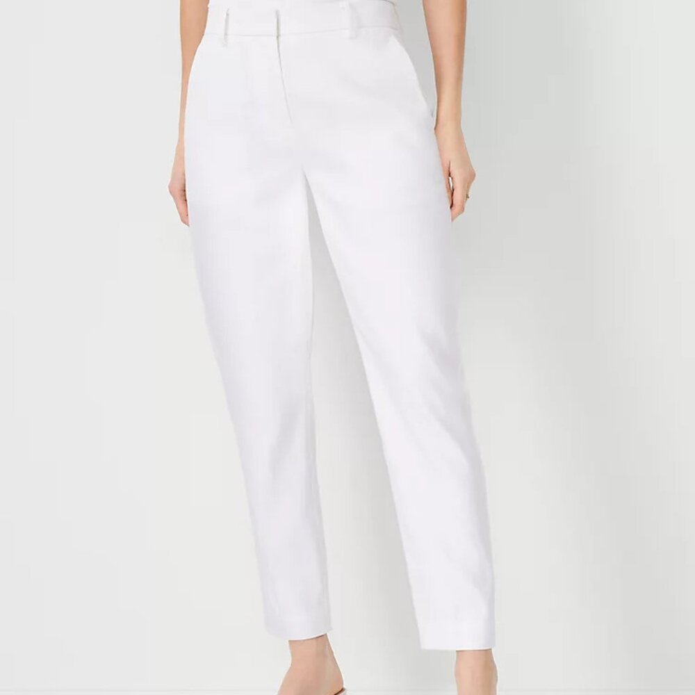 Ann Taylor 00P 'Petite High Rise Ankle Pant Herringbone Linen Blend - Curvy Fit'